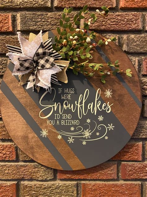 Hello Winter Door Hanger Svg Christmas Welcome Sign Svg Round Winter