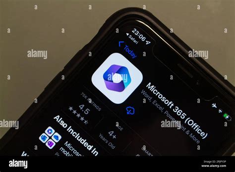 Microsoft 365 app seen in App Store on an iPhone. On April 21 2020 ...