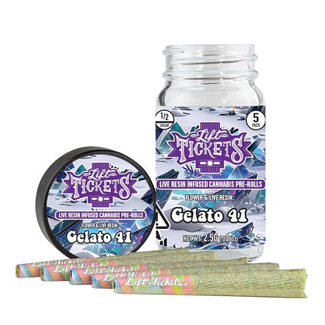 Lift Tickets Gelato 41 05g Infused Pre Roll Multipack 5 Hybrid Leafly