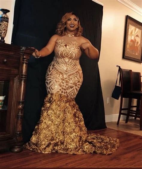 Sexy Glitter African Girls Mermaid Gold Prom Dresses Plus Size 2020