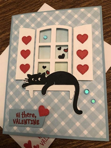 Handmade Cat Card With Hearts