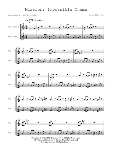 Mission Impossible Theme Arr Alison Crutchley By Adam Clayton And