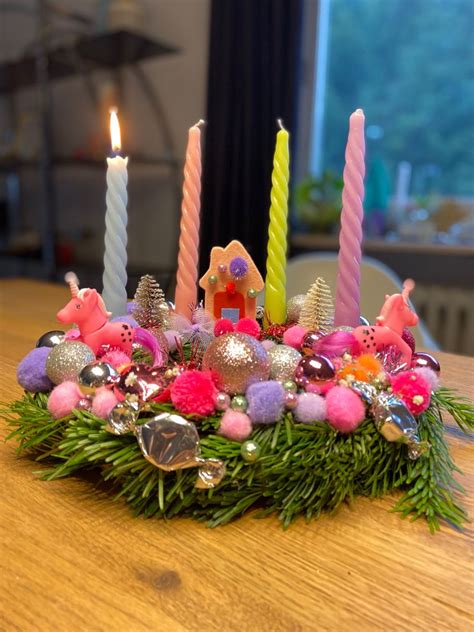 Adventskranz Diy Candy Unicorn Pink Pastell Kitschige Weihnachten Advent Und Weihnachten