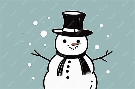 Premium Vector | Happy snowman winter drawing sketched style vector ...