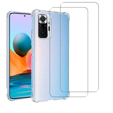 Capa Redmi Note 10 Pro e 2 películas de proteção TPU Transparente