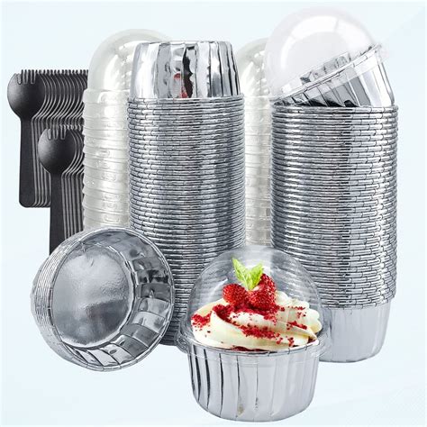 Foil Cupcake Liners With Dome Lids Pack Oz Muffin Tin Muffin