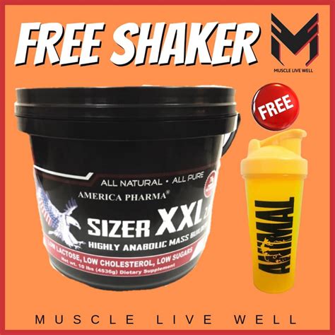 America Pharma Sizer Xxl 10lbs 5.4kg (Free Shaker) - Mass protein, Susu ...