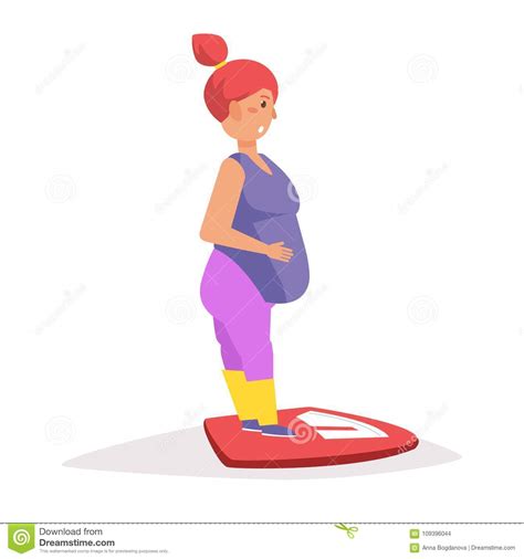 Mujer Gorda Que Se Coloca En Escalas Ilustraci N Del Vector