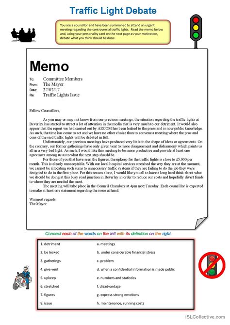 Traffic Light FCE reading, debate, d…: English ESL worksheets pdf & doc
