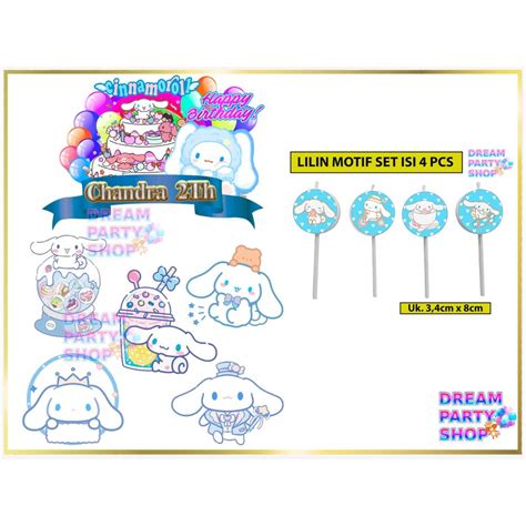 Jual Topper Kue Cinnamoroll Banner Hiasan Kue Cinnamoroll Ultah Lucu