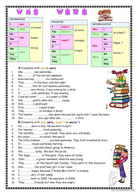 Was Were Grammar Guide English Esl Worksheets Pdf And Doc