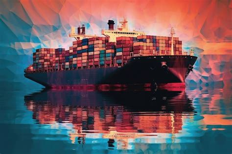 Premium Ai Image Business Logistics Concept Container Ship At Sea