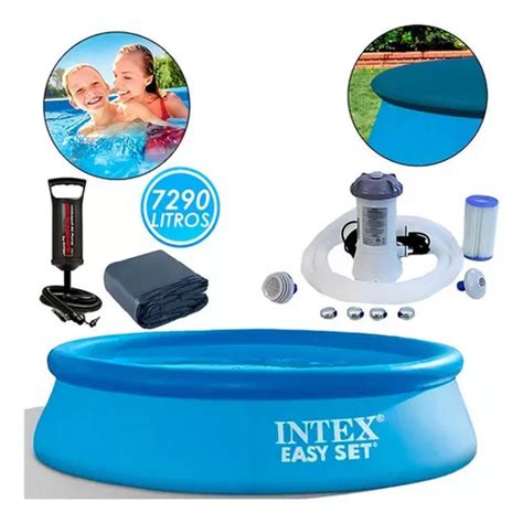 Piscina Inflável 7290l Easy Set Filtro Bomba capa Intex Cor 220v