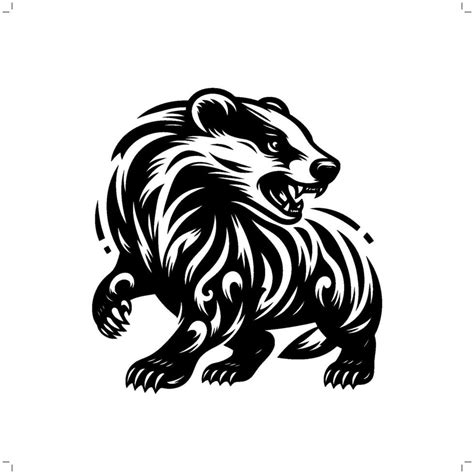 Badger In Modern Tribal Tattoo Abstract Line Art Of Animals