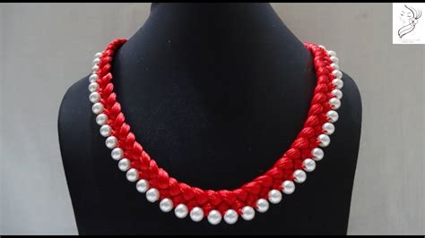 How To Make Silk Thread Necklace Pearl Necklace YouTube