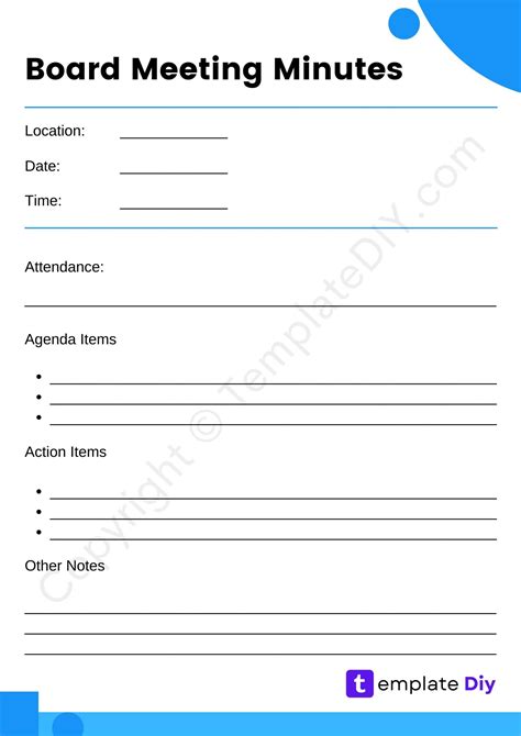 Board Meeting Minutes Template Blank Printable In Pdf And Word