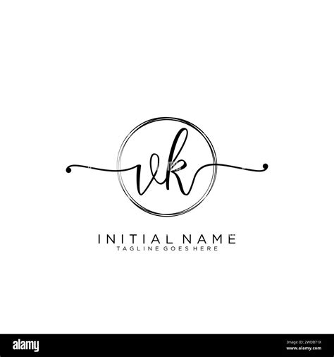 VK Initial Handwriting Logo With Circle Stock Vector Image Art Alamy