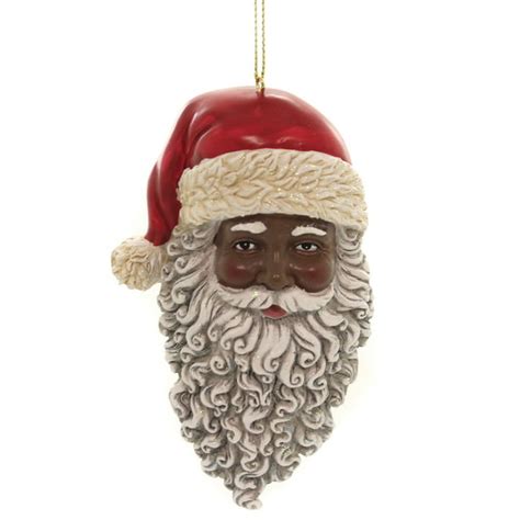 Holiday Ornament African American Santa Head Polyresin Ethnic Christmas E0347 - Walmart.com ...