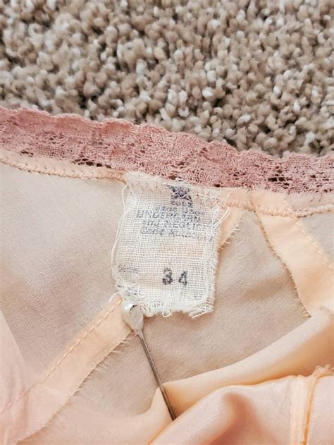 Vtg 30s Silk Peach Slip Nightgown Dress NRA LABEL Pink Lingerie Lace Dress Art Deco Night