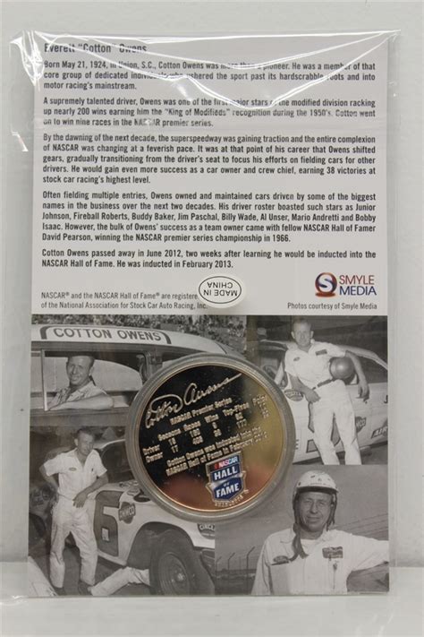 Cotton Owens NASCAR Hall of Fame Commemorative Medallion #17 in Series