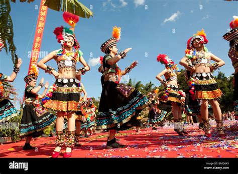 Hani People In Traditional Costume Dancing Hani Culture Park