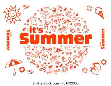 Summer Beach Hand Drawn Vector Symbols Stock Vector Royalty Free