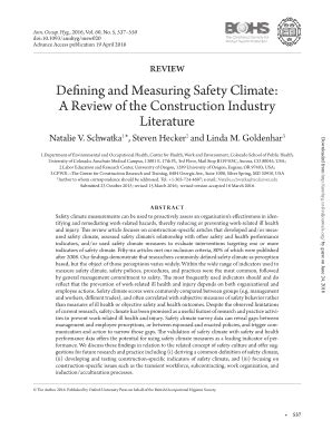 Fillable Online Defining And Measuring Safety Climate A Review Of The