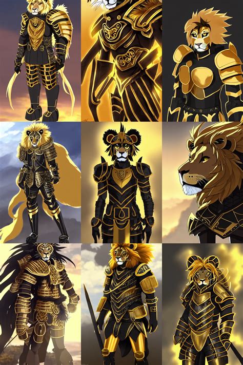 Anthro Lion Army General With Black And Gold Roman Stable Diffusion