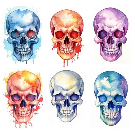 Premium Photo A Close Up Of Four Different Colored Skulls With