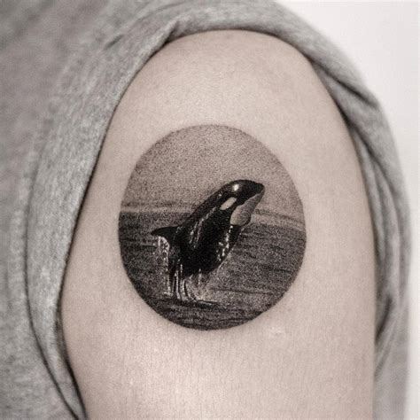 Micro Realistic Style Orca Tattoo Located On The Upper