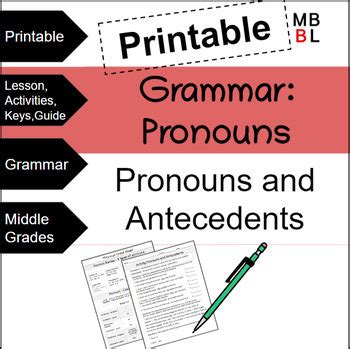 Pronouns Worksheet Pronouns And Antecedents PRINTABLE PDF TPT