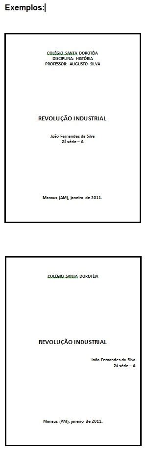 Metodologia do Trabalho Científico (ABNT): Capa - HISTÓRIA&VESTIBULAR