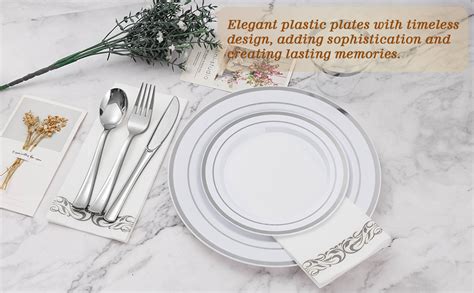 Amazon BESTVIP 350PCS Silver Disposable Dinnerware Set 50 Guests