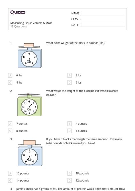 Free Liquid Volume And Mass Worksheet 3rd Grade Download Free Liquid