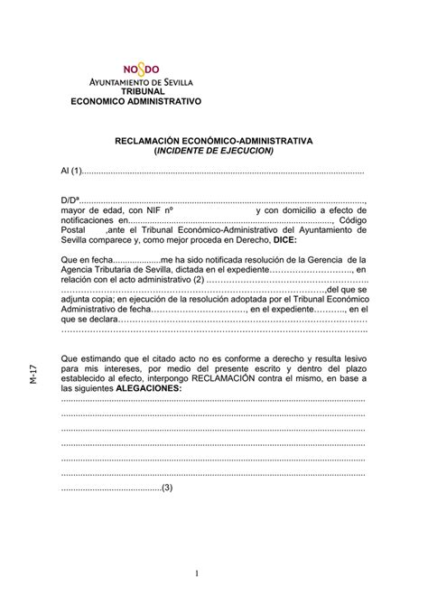 Modelo De Reclamaci N Econ Mico Administrativa