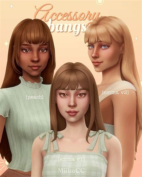 Accessory Bangs Miiko In 2024 Sims Hair Sims Sims 4