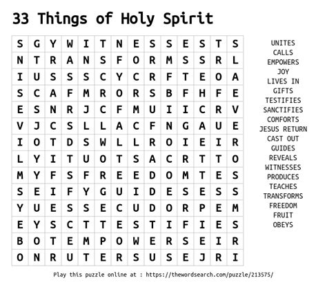 Things Of Holy Spirit Word Search