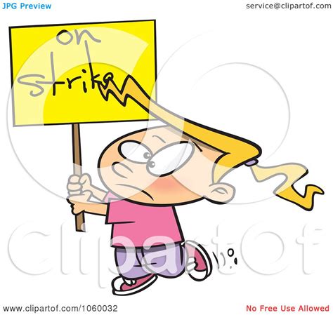 Royalty Free Vector Clip Art Illustration Of A Cartoon Girl On Strike