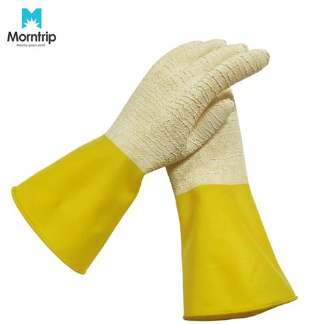 Wholesale Yellow Long Cuff Crinkle Palm Heavy Duty Chemical Resistant