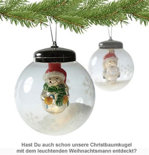 Süße LED Weihnachtskugel Schneemann Figur im Inneren