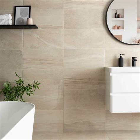 Shades Ivory Stone Effect Polished Porcelain Wall And Floor Tile Tile