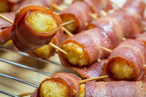 Bacon Wrapped Tater Tots • Dishing Delish