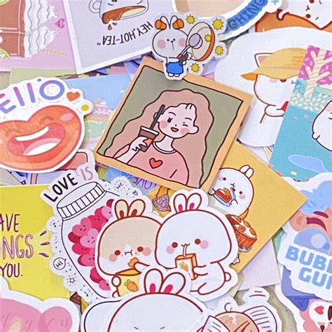 Jual Min Beli Pcs Sticker Aesthetic Cute Kawaii Satuan Stiker Lucu