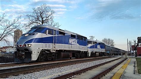 Metra F Phi S Double Headed West At Elgin Illinois On March