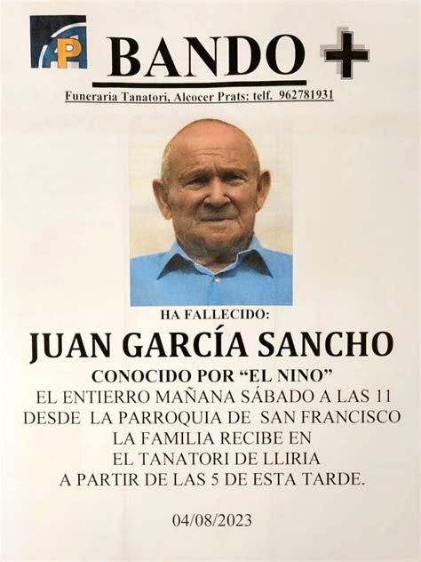 Necrol Gica Juan Garc A Sancho Conegut Per El Nino La Veu De Ll Ria