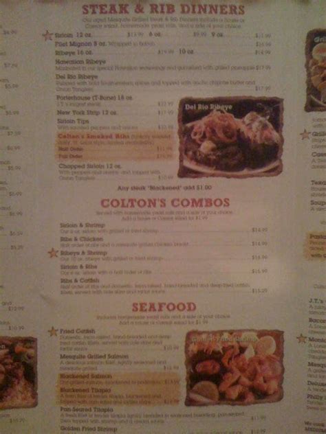 Menu at Colton's Steak House & Grill steakhouse, Conway