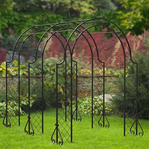 Panacea Lattice Metal Garden Arch Tunnel Black 83 X 59 Garden