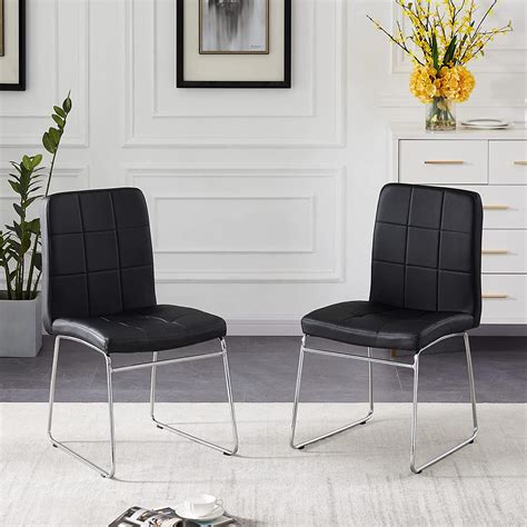 buy nopurs dining chairs set  black faux leather dining room chairs