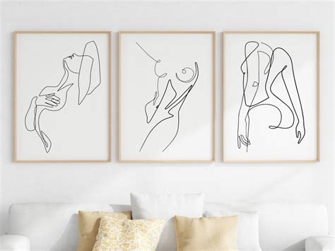 Woman Line Art Print Female Figure Line Art Set Naked Woman Wall Art Print Set Abstract Woman