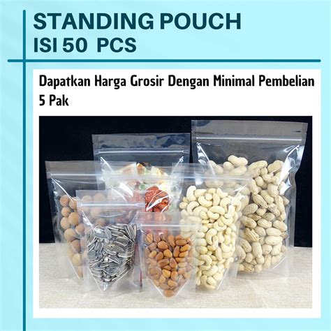 Plastik Standing Pouch 1 Kg Ukuran 10 X 17 Cm Tebal Isi 50 Pcs Dalam 1